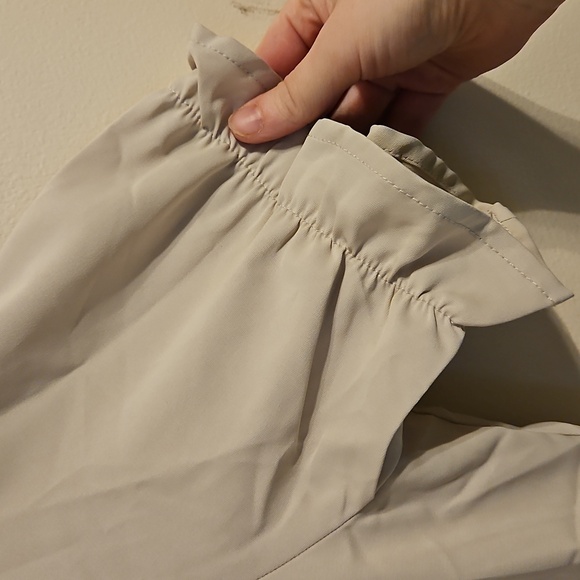 Allegra K Tan Asymetrical Tie Neck Blouse. NWT - Picture 4 of 6